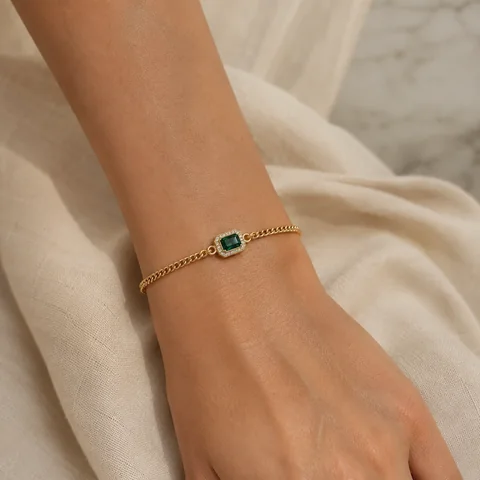 Verdant Lab-Grown Emerald Cuban Bracelet