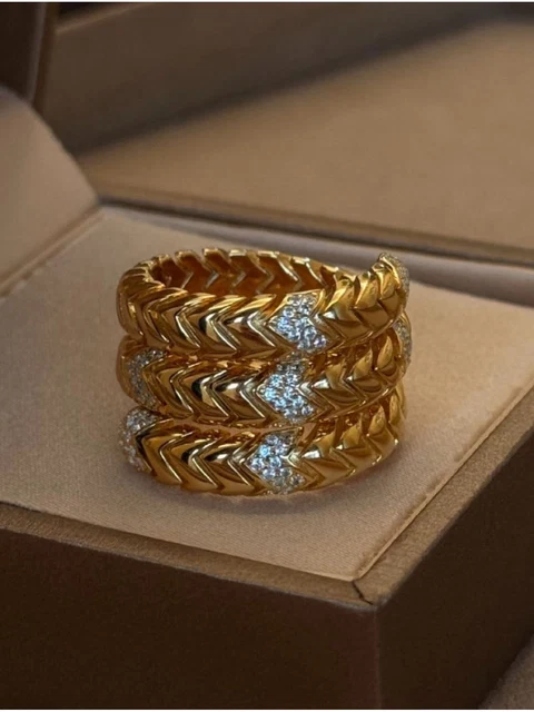 Serpentine Triple-Coil CZ Ring